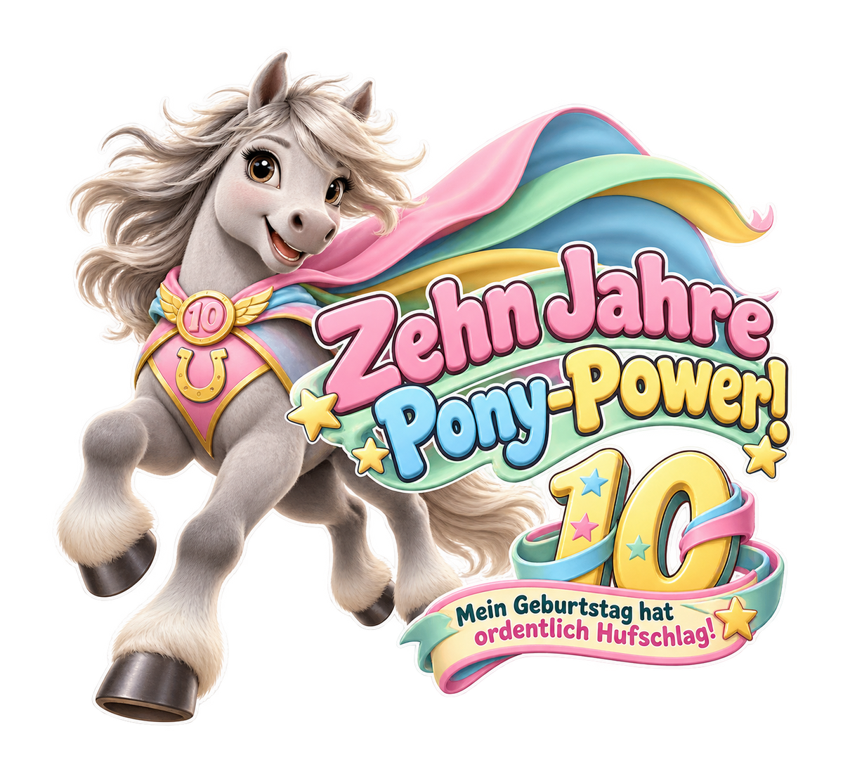 Zehn Jahre Pony-Power! (10 Jahre) – Kinder-T-Shirt