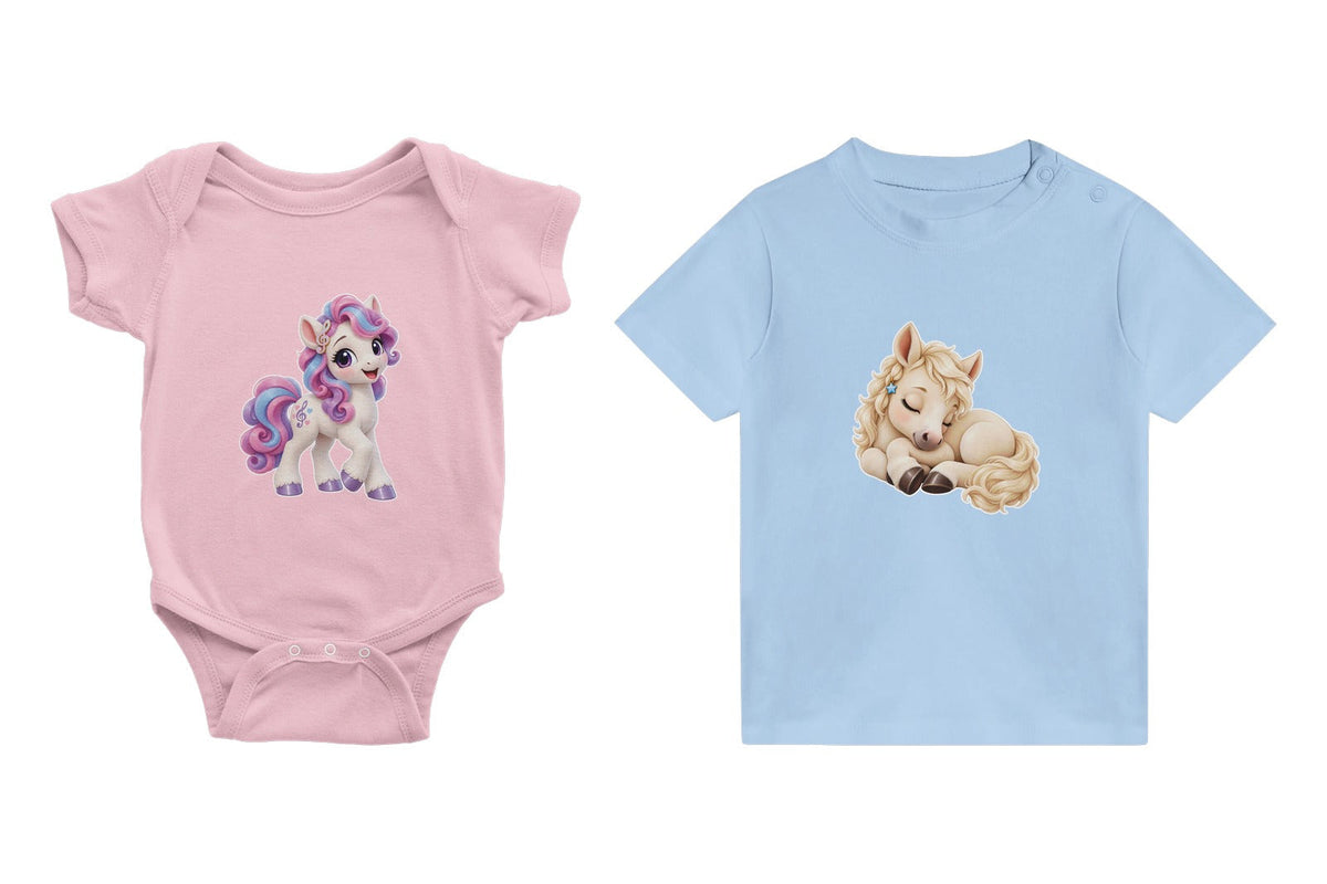 Baby – Strampler und T-Shirt mit Pony-Motiven