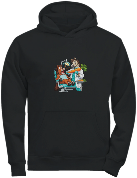 Zahnarzt-Pferd mit Möhre – Kinder-Hoodie Tee Jays