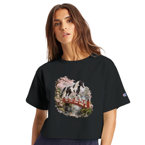 Pinto im japanischen Kirschgarten – Crop-Top