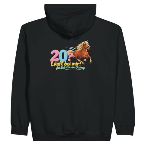20? Läuft bei mir! – Zip-Hoodie mit Rückendruck