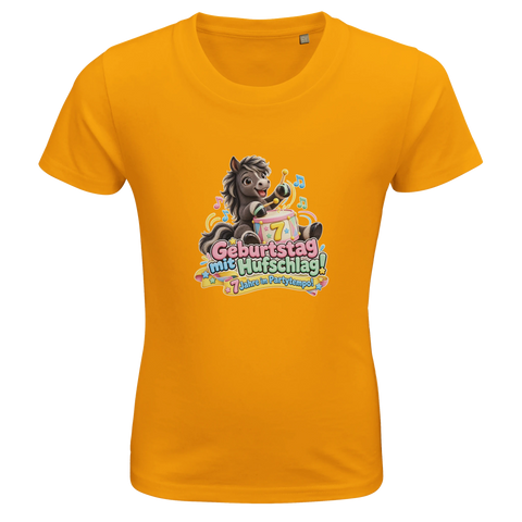 Geburtstag mit Hufschlag! (7 Jahre) – Kinder-T-Shirt Bio