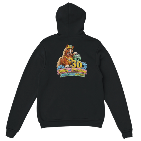 Dreißig mit Pferdestärken – Hoodie mit Rückendruck