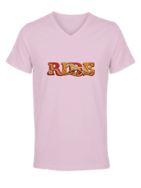 Ride – Palomino im Retro-Rot – Damen-T-Shirt V-Ausschnitt
