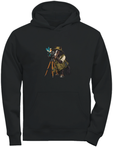 Tierfotograf-Pferd mit Stativ – Kinder-Hoodie Tee Jays