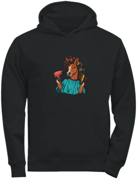 Friseur-Pferd mit Föhn – Kinder-Hoodie Tee Jays