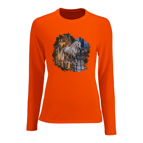 Lipizzaner im venezianischen Regenhof – Damen-Langarmshirt