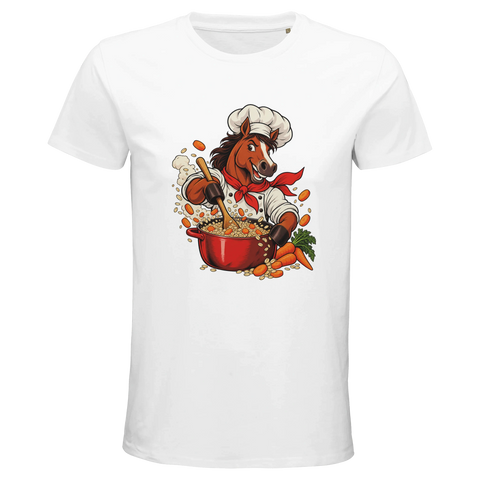 Koch-Pferd mit Möhreneintopf – Bio-T-Shirt Herren