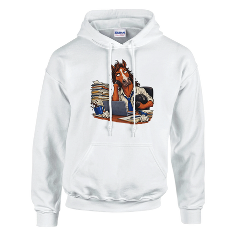 Erschöpftes Pferd im Büro – Hoodie