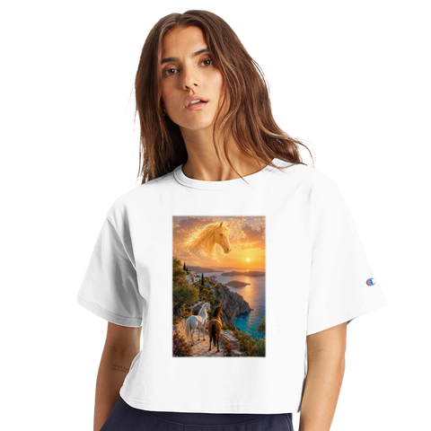 Mittelmeerklippe im Sonnengold – Crop-Top