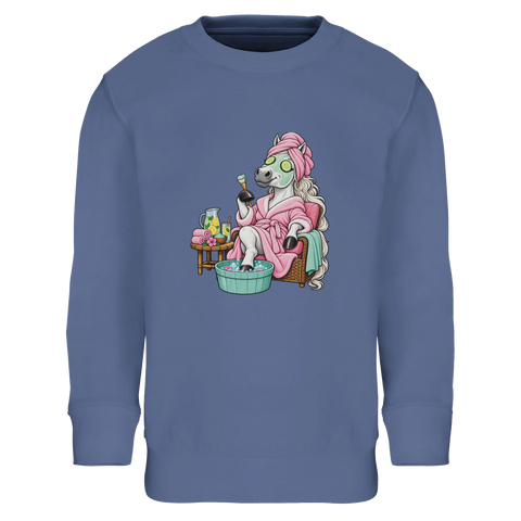 Wellness-Pferd mit Gurkenmaske – Kinder-Pullover