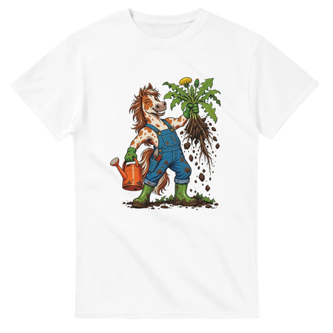 Gärtner-Pferd mit Löwenzahn – T-Shirt