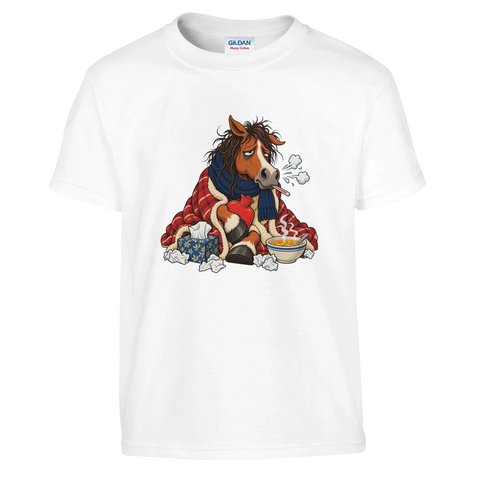 Erkältetes Pferd mit Suppe – Kinder-T-Shirt