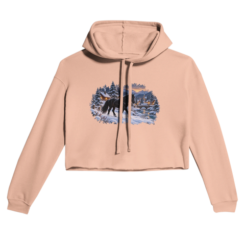Rappe im verschneiten Bergdorf – Cropped Hoodie