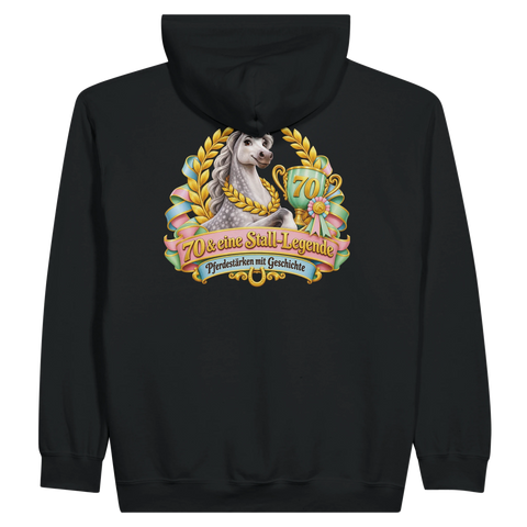 70 und eine Stall-Legende – Zip-Hoodie mit Rückendruck