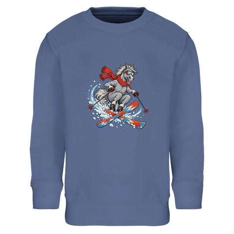 Ski-Pferd im Schnee – Kinder-Pullover