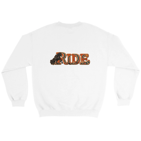 Ride – Friese im Retro-Orange – Pullover mit Rückendruck