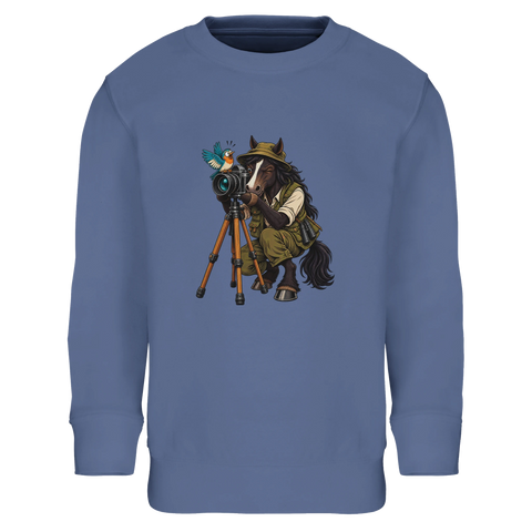 Tierfotograf-Pferd mit Stativ – Kinder-Pullover