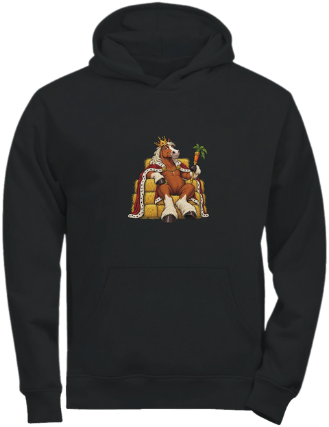 König Pferd auf dem Heuthron – Kinder-Hoodie Tee Jays