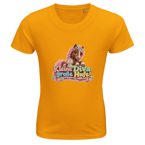 Kleine Diva, große Hufe! (8 Jahre) – Kinder-T-Shirt Bio