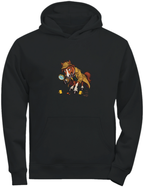 Detektiv-Pferd mit Lupe – Kinder-Hoodie Tee Jays
