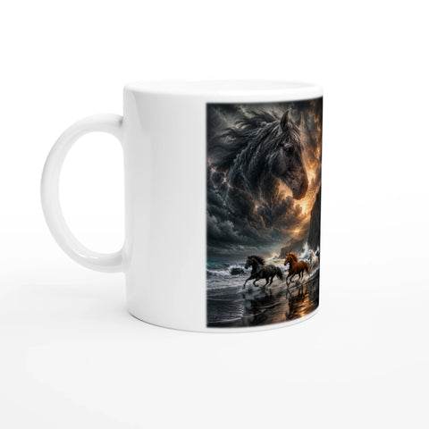 Sturmküste mit schwarzem Sand – Tasse