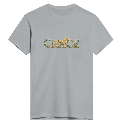 Grace – Goldenes Pferd in Türkis – Herren-T-Shirt