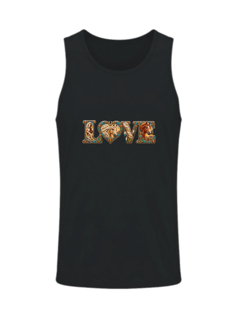 Love – Westernpferde in Türkis – Herren-Tank-Top