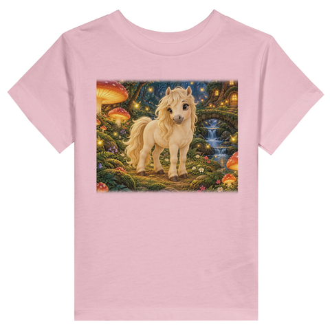 Pony im märchenhaften Pilzwald – Kleinkind-T-Shirt