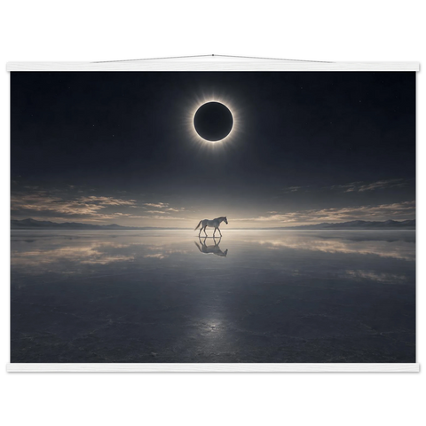 Pferd unter der schwarzen Sonne – Poster mit Leisten 75×100 cm