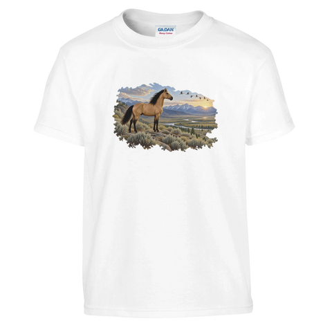 Buckskin über dem Salbeital – Kinder-T-Shirt