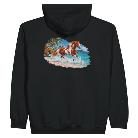 Pinto im türkisen Wasser – Zip-Hoodie mit Rückendruck
