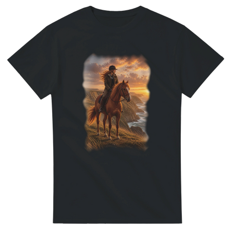 Reiterin auf der Küstenklippe – T-Shirt
