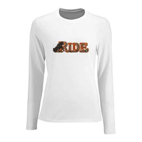 Ride – Friese im Retro-Orange – Damen-Langarmshirt