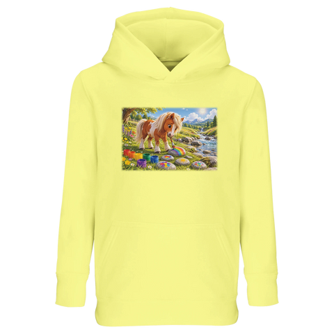 Regenbogenfarbenes Malpony am Bach – Kinder-Hoodie
