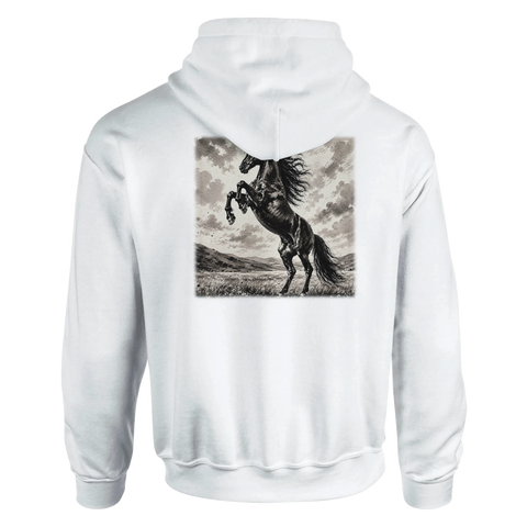 Steigender Rappe in Tusche – Hoodie mit Rückendruck