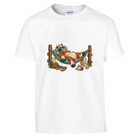 Urlaubs-Pony in der Hängematte – Kinder-T-Shirt