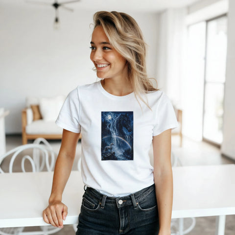 Mondbogen am Wasserfall – Damen-T-Shirt