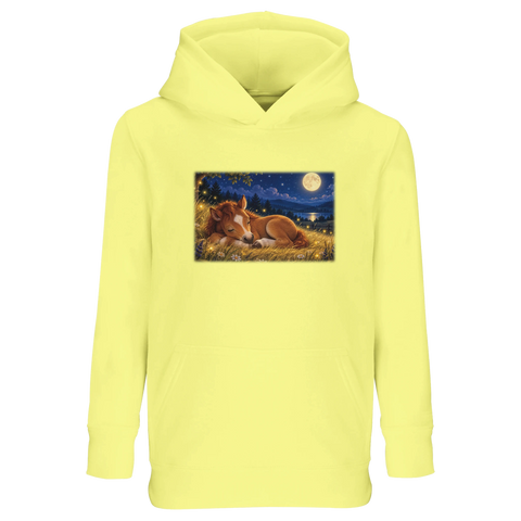 Schlafendes Fohlen in der Mondwiese – Kinder-Hoodie