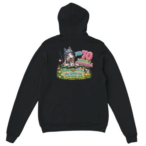 Mit 70 bleibt's spannend – Hoodie mit Rückendruck