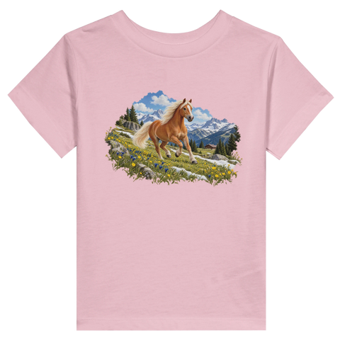 Haflinger auf der Frühlingsalm – Kleinkind-T-Shirt