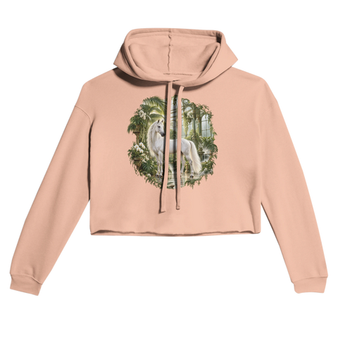 Weißes Pferd im viktorianischen Glashaus – Cropped Hoodie