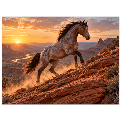 Mustang am roten Hang – Kunstdruck 75×100 cm