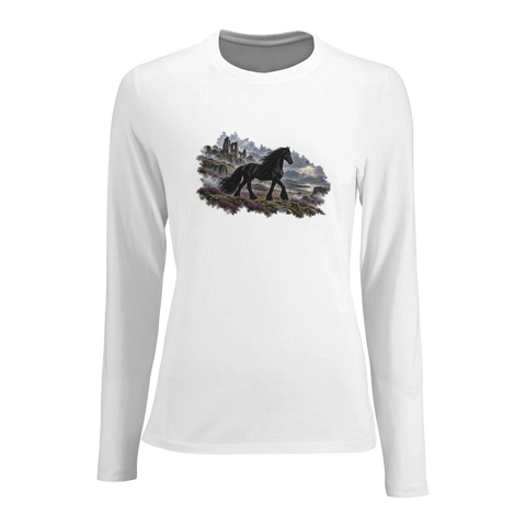 Friese zwischen Nebel und Ruinen – Damen-Langarmshirt