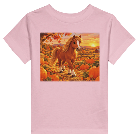Kürbispony im Herbstfeld – Kleinkind-T-Shirt