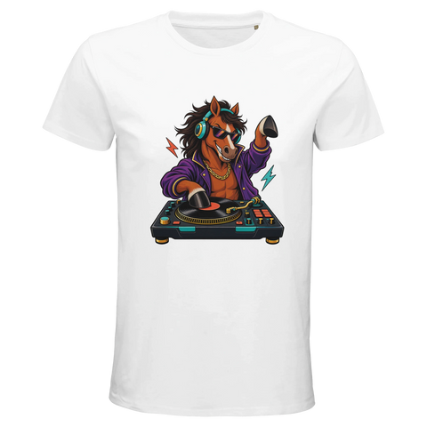 DJ-Pferd am Plattenspieler – Bio-T-Shirt Herren