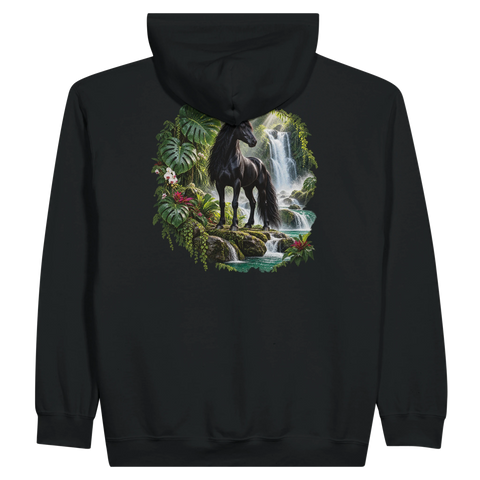 Rappe am Dschungelwasserfall – Zip-Hoodie mit Rückendruck