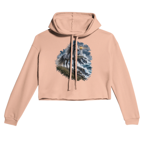 Grauschimmel am Leuchtturm im Sturm – Cropped Hoodie