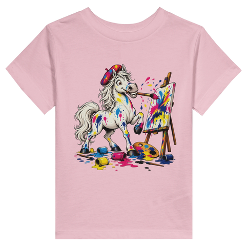 Maler-Pferd mit Farbspritzern – Kleinkind-T-Shirt