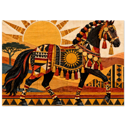 Geschmücktes Pferd im Sonnenmuster – Forex-Bild 70×100 cm